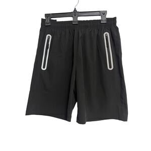 Mens Shorts Size 32 Zipper Pockets Black Quick Dry Elastic Band Magcomsen